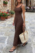 Polka Dot Print Square Neck Sleeveless A-Line Maxi Dress