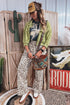 Western Print Zebra Pattern Elastic Waist Pocket Full Length Pants