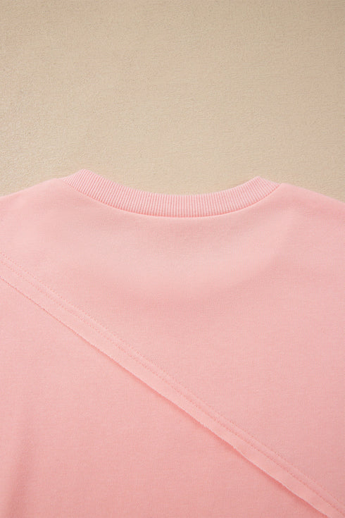 Striped Pattern Patchwork Raw Long Sleeve Top