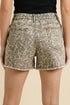 All Over Leopard Print Western Raw Edge Denim Shorts