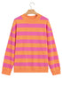 Stripe Print Mock Neck Relaxed Silhouette Sweatshirt