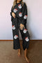 Sequined Santa Claus Print Textured Pants Graphic Set
