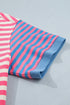 Stripe Print Contrast Patchwork Short Sleeve Loose Tee