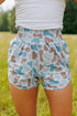 Camouflage Print Shirred High Waist Athleisure Casual Shorts