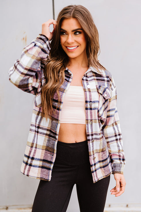 Relaxed Fit Brushed Plaid Button Down Shirt