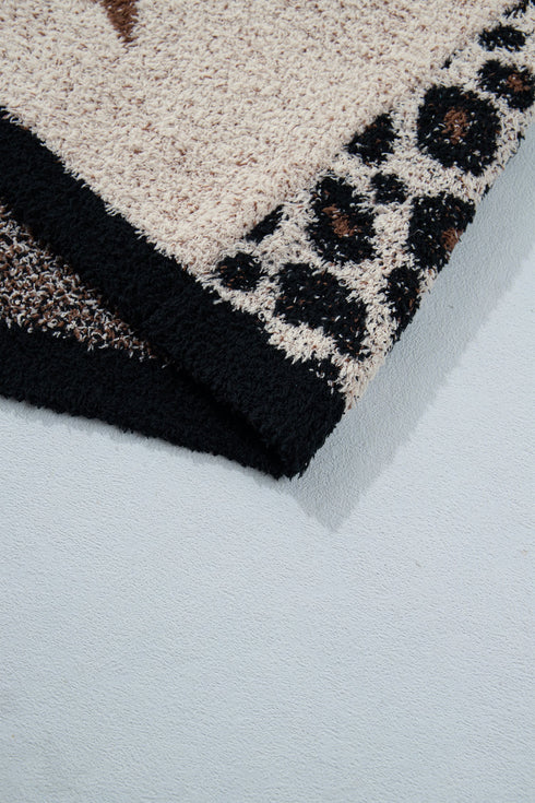Leopard Star Pattern Round Neck Long Sleeve Sweater