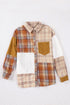 Textured Western Patchwork Corduroy Pocket Plaid Shacket