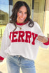 Letter Graphic Waffle Knit Textured Trim Slogan Pullover Sweatshirt