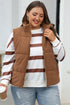 Textured Corduroy Stand Neck Zipped Puffer Vest