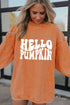 Hello Pumpkin Graphic Corded Texture Oversized Pullover Sweatshirt