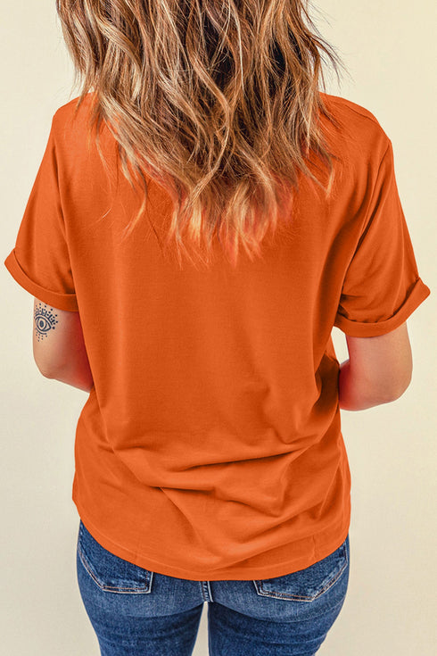 Embroidered Drinks Graphic Round Neck Statement Tee