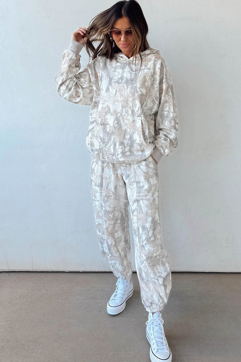 Abstract Print Long Sleeve Elastic Waist Pant Set