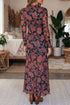 Retro Floral Print Long Sleeve Mesh Maxi Dress