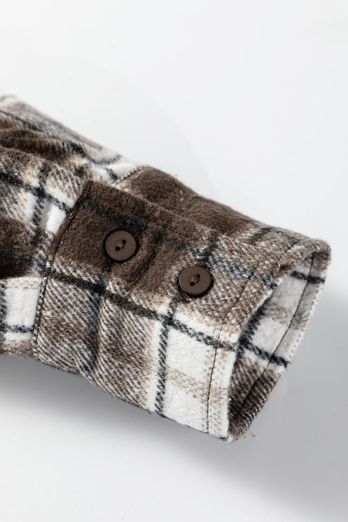 Oversized Flannel Plaid Single Chest Pocket Boyfriend Shacket