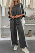 Leopard Print Varsity Striped Three Quarter Sleeve Top Shift Pant Set