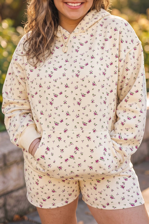 Floral Print Hooded Long Sleeve Loungewear Set