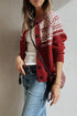Geometric Print Button Front Long Sleeve Cardigan