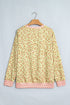 Leopard Polka Dot Trim Long Sleeve Top