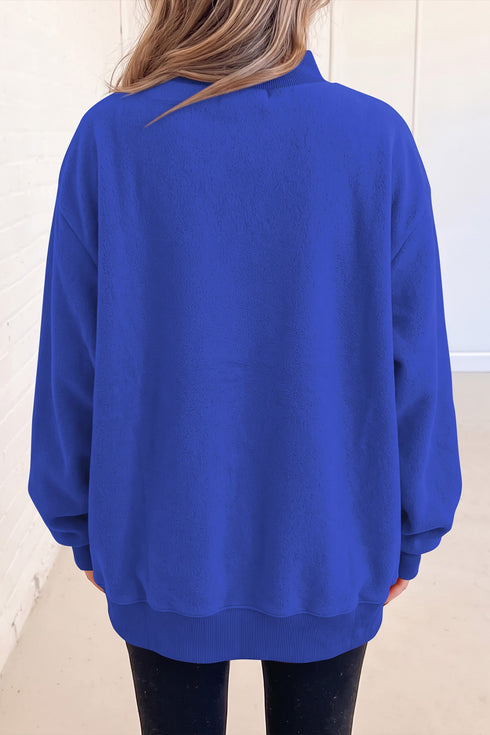 Reversible Mock Neck Oversize Drop Shoulder Sweatshirt