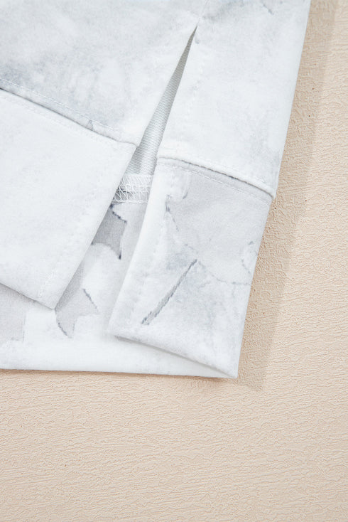 Abstract Camo Print Pullover Top And Casual Short Set