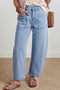 Square Patch Pocket Ankle Length Barrel Jeans