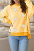 Ghost Patch Stripe Print Round Neck Long Sleeve Tee