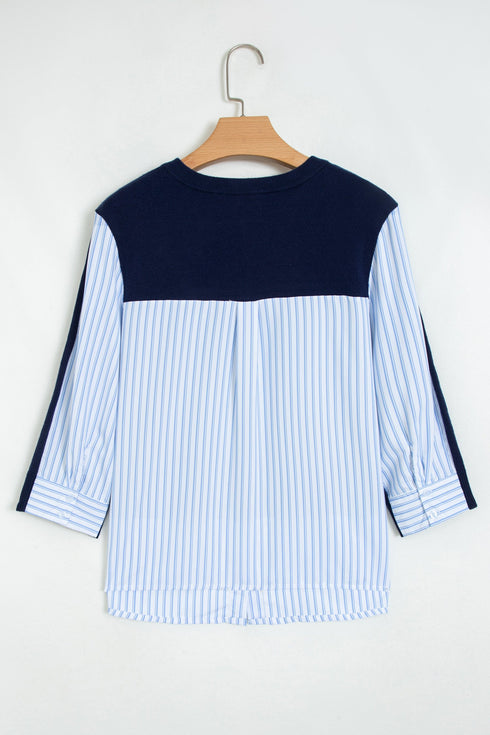 Drop Shoulder Long Sleeve Striped Pullover Sweater