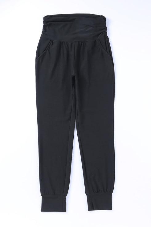 Exclusive High Waisted Pleated Pocket Stretch Leggings