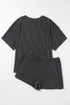 Corded Ribbed Knit Loose Fit Tee And Short Set