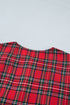 Plaid Knot Neck Short Sleeve Shift Midi Dress