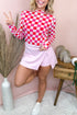 Plaid Checkered Sheer Mesh Long Sleeve Layering Top