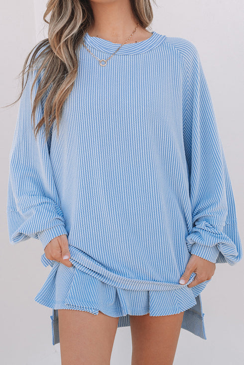 Corded Lantern Sleeve Ruffled Skort Two Piece Dress