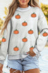 Sequin Star Pumpkin Graphic Exposed Seam Mock Neck Sweatshirt