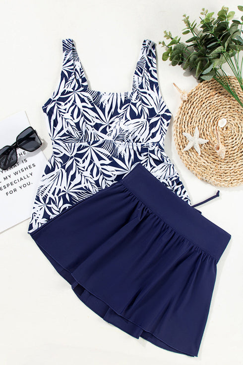 Empire Waist Ruched Side Tie Tankini Set