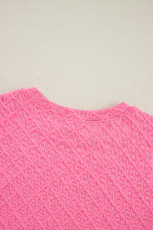 Textured Checkered Tee And Drawstring Short Sets