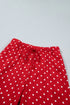 Polka Dot Drawstring Wide Leg Long Sleeve Pant Set