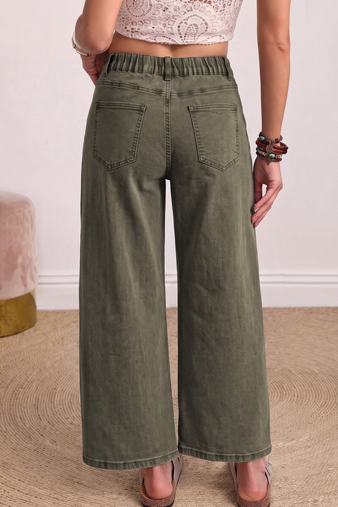 Square Patch Pocket Ankle Length Barrel Jeans