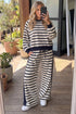 Striped Relaxed Long Sleeve Top Drawstring Pant Set