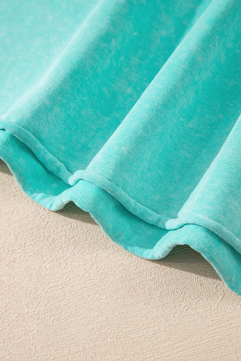 Acid Wash Star Applique Rolled Trim Pants Set