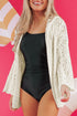 Open Knit Texture Long Sleeve Resort Cover Up Cardigan