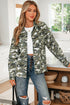 Camo Print Chest Pockets Loose Fit Denim Jacket