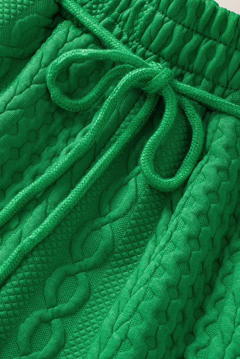 Exclusive Cable Knit Textured Two Piece Short Sets