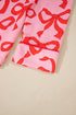 Bow Print Long Sleeve Wide Leg Sleepwear