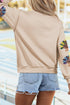 Mock Neck Sequined Turkey Exposed Seam Graphic Sweatshirt