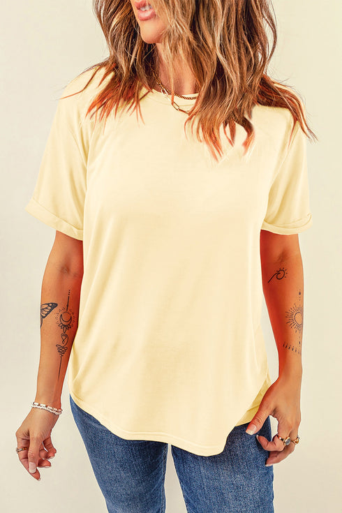 Soft Stretch Blend Crew Neck Short Sleeve Tee
