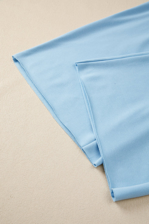 Casual Solid Loose Tee Drawstring Wide Leg Pant Sets