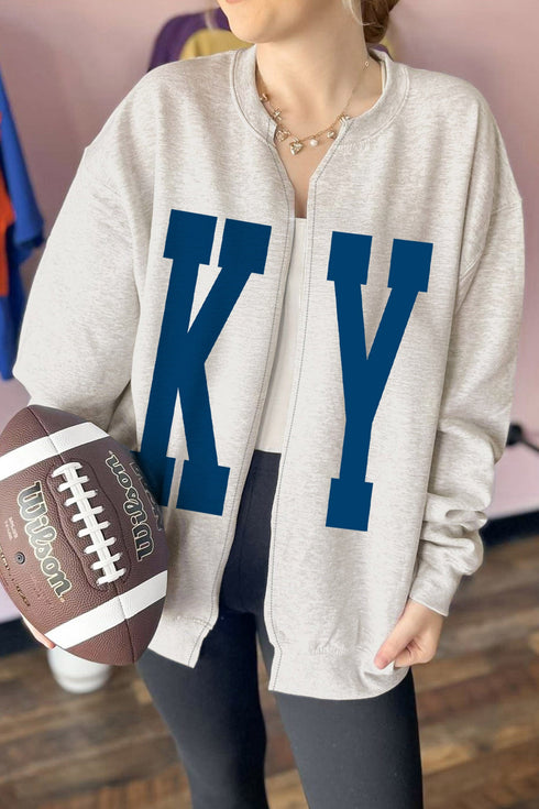 Letter Detail Open Front Tunic Graphic Sweatshirt