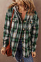 Plaid Print Chest Pocket Button Down Hooded Shacket