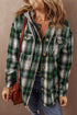 Plaid Print Chest Pocket Button Down Hooded Shacket