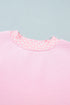 Polka Dot Patchwork Trim Mock Neck Oversized Sweatshirt